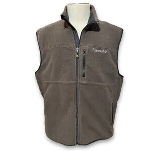 Timberland Brown Fleece Full Zip Vest Pockets Men Size XL Sportsman Outerwear